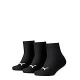 Puma Jungen Quarter 3p Sportsocken, Schwarz (Black 200), One Size (Herstellergröße: 27/30) (3er Pack)