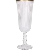 Excellent Houseware Gestreifter Champagnerglas mit goldenem Rand, 120 ml