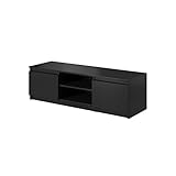 DINGO - TV Schrank 120cm Breit, Sideboard Wohnzimmer, Lowboard Schwarz Matt, für Fernseher TV-Kommode Fernsehschrank stehend mit 2 Klapptüren & 2 offenen Fächern Möbel