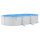 Gecheer Pool mit Stahlwand Oval Gartenpool Stahlwandbecken Stahlwandpool Planschbecken Aufstellpool Swimmingpool 610 x 360 x 120 cm (L x B x H) Mit vorgebohrtem Skimmerloch und Einlass-/Ablassloch