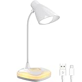 Schreibtischlampe LED, 2 in 1 Leselampe / Nachttischlampe 3 Helligkeitsstufen, Leselampe USB-Anschluss, Tischlampe mit Touchbedienung Dimmbar Leselampe Buch Klemme für Lesen, Studieren, Arbeiten