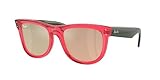 Ray-Ban Unisex Rbr0502s Wayfarer Reverse Sonnenbrille, Transparentes Rot/Dunkelbraun, verspiegelt, Blassgold, 50 mm