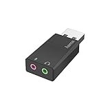 Hama Externe Soundkarte, USB Klinke Adapter (USB Soundkarte für Windows und Mac, Stereo Adapter zum Anschluss von Kopfhörer, Lautsprecher, Mikrofon, Headset an Computer, PC, Laptop, Tablet, PS4, PS5)