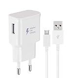 DBZYLN Ladegerät Galaxy S7 Schnellladegerät für Samsung Galaxy S7 Edge S6 Edge S4 S3 A6 J7 J6 J5 J3 Note5/4/2 Tab S Tab S2, AFC USB Charger mit Micro USB 2.0 Ladekabel Schnellladekabel 1.5m (weiß)