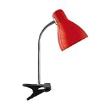 Licht-Erlebnisse Klemmleuchte E27 Flexarm Kabel Stecker 36 cm hoch Rot Schwarz Kinderzimmerlampe Tisch Leselampe zum Klemmen Bett Sofa