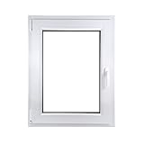 ECOPROF Kellerfenster | Langlebiges Kunststoff-Fenster | Maße 70x90 cm (700x900 mm) | Dreh-Kipp Fenster DIN Links | Farbe: Weiss | 70mm Profil