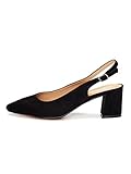 Rio Fiore Damen Pumps, Schwarz, Slingpumps, 6cm Blockabsatz, Komfort-Einlegesohle, Microfiber 565-080-3-1 (Schwarz, 38EU)