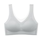 Sexy BH Ultradünner Eisseiden-BH. Sommerlicher, bequemer, Nahtloser Eisseiden-BH. Ultradünner Eisseiden-Hebe-BH Hautfarbener BH Ohne Bügel Jogger Set Damen Crop (Grey, XXXXL)