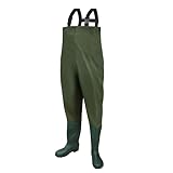 Daromigo Wathose Herren Wasserdicht, Anglerhose Herren 70D PVC Material mit Stiefel, Strapazierfähige Wathose Neopren für Angeln, Wassersport und Outdoor-Abenteuer, Größe(40/41M)