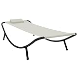 ZEYUAN Gartenbett, Liegen, Sonnenliege, Liegeinsel Outdoor, Outdoor Bett, Doppelliege, Gartenliege, Daybed Outdoor, Creme 200 x 90 cm Stahl