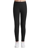 Auranso Leggings Mädchen Sport Baumwolle Kinder Hosen Lange Blickdicht 140-146 Schwarz