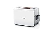 Bosch Toaster Styline TAT8611N, integrierter Brötchenaufsatz, Liftfunktion, Auftaufunktion, Abschaltautomatik, Brotzentrierung, 800 W, Edelstahl/weiß