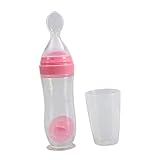 CATIEBYE 120 Ml Saugnapf Flasche Aus Sicherem Silikon Kreativer Futterspender Für Kleinkinder Ideal Für Reispaste Und Milch Ergonomisches Design Rosa Leicht Zu Drücken