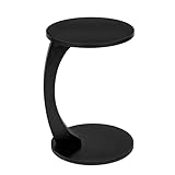 Luxora® Beistelltisch C Form mit Rollen, Runder Sofatisch in Schwarz, Kleiner Side Table, einsetzbar als Couchtisch, Telefontisch, Betttisch, Laptoptisch und Kaffeetisch (Schwarz)