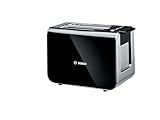 Bosch Toaster Styline TAT8613N, integrierter Brötchenaufsatz, Liftfunktion, Auftaufunktion, Abschaltautomatik, Brotzentrierung, 800 W, Edelstahl/schwarz