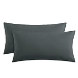 RUIKASI Kissenbezug 40 x 80 2er Grau - Kopfkissenbezug 40x80 Anthrazit Kissen Bezug 40x80cm mit Reißverschluss aus Mikrofaser, Polsterbezug Doppelpack Set Pillow Case Pillow Cover