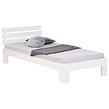 Homestyle4u 2190, Einzelbett Holzbett 90x200 mit Lattenrost Weiß Kiefer Jugendbett Bett Bettgestell Massivholz