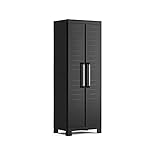 KETER DETROIT Kunststoffschrank/Besenschrank, Utility, schwarz, 65 x 45 x 182 cm