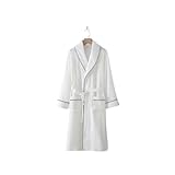 Bademäntel Für Damen Paar Frauen Männer Robe Solide Leichte Baumwolltaschen Lose Lace Up Bademantel Casual Pyjamas Home Nachtwäsche-Weiß-L