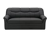 DOMO. collection Sofa Berlin, Leder, klassisches 3er Sofa, Polstergarnitur mit weichem Kunstleder und hochwertigem Federkern, 3 Sitzer 178 x 90 x 89 cm (BxTxH), schwarz