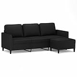 Gecheer 3-Sitzer-Sofa Schlafsofa mit Hocker Relaxsessel Bettcouch Schlafsessel Schlafcouch Stoffsofa Wohnzimmersofa Designsofa 200 x 77 x 80 cm (B x T x H) Schwarz