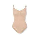 SWZEC Creamy Fabrics Bodysuit Sculpting Shapewear (Beige,S)