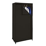 Spetebo Stoffschrank 160 cm inkl. Kleiderstange - Farbe wählbar - Kleiderschrank Faltschrank Stoffkleiderschrank (schwarz)