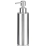 BabyElf Seifenspender aus Edelstahl, 350ml Seifenspender Bad mit Glatt Pumpe aus Edelstahl, Spülmittelspender für Küche, Shampoo, Duschgel, Waschmittel, Handseife, Bad（Silber）