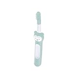 MAM Massaging Brush mit weichen Silikonborsten, gewöhnt Babys an die tägliche Zahnreinigung, Baby Zahnbürste zur Linderung von Zahnungsschmerzen, ab 3+ Monate, türkis