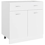 vidaXL Schubunterschrank mit 2 Regalböden 1 Schublade Schrank Küchenzeile Küchenmöbel Unterschrank Küchenschrank Weiß 80x46x81,5cm Holzwerkstoff