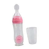 TOYANDONA 120 Ml Silikon Saugnapf Flasche Für Babys Sicherer Futterspender Für Kleinkinder Kreatives Design Rosa Ideal Für Reispaste Und Milch Einfaches Zusammendrücken