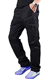 thb Richter Herren Thermohose Cargohose Winterhose Wasserabweisend Winddicht Fleecefutter Innenfutter warm gefüttert Hose Jagd Outdoor Trekking Wandern Reißverschluss Taschen Schwarz (XL)