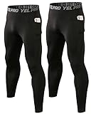 Thermo-Leggings für Herren, Kompressionshosen, Baselayer, Laufen, Workout, warme lange Unterwäsche, 2 Stück, schwarz/schwarz, Mittel