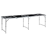 Homgoday Beer Pong Tisch, zusammenklappbar, 240 cm, Schwarz, Couchtisch, Couchtisch, für Büro, Schlafzimmer, Garten