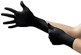 Ansell Microflex 93-732 Einmalhandschuhe Latexfreie, Schwarze Nitrilhandschuhe Puderfrei, Lebensmittel Handschuhe, Tattoo Handschuhe, Werkstatt Handschuhe Schwarz M (100 Stück)