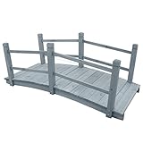 vidaXL Tannenholz Massiv Gartenbrücke Rustikal Teichbrücke Dekobrücke Holzbrücke Teich Brücke Garten Dekoration Terrasse Grau 140x60x56cm