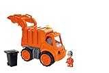 BIG-Power-Worker Müllwagen + Figur - Spielzeug Auto ideal für Unterwegs, Reifen aus Softmaterial, bewegliche Ladevorrichtung mit Ladefunktion, inklusive Figur, für Kinder ab 2 Jahren