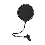 Mikrofon Popschutz,Pop Filter für Mikrofone,Popschutz Mikrofon Absorber Filter mit Stand Clip,Professional Mikrofon Pop Filter Mask Shield,mit Flexiblem 360° Schwanenhals Clip Stabilisierungs Arm