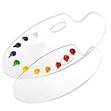 DARENYI 2 Stück Mischpalette Stücke Mischpaletten für Ölfarben Acryl Transparent Oval Art Palette mit Griffloch für DIY Kunst Malerei