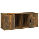 Gecheer TV-Schrank TV-Ständer Mit 4 Fächer TV Möbel Tisch Board Sideboard Fernsehschrank Fernsehtisch HiFi-Schrank Lowboard 100 x 35 x 40 cm (B x T x H) Holzwerkstoff Räuchereiche