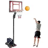 GYMAX Basketballständer 105-260 cm höhenverstellbar, tragbarer Basketballkorb mit Ständer Mobile Basketballanlage mit Rollen, Korbanlage für Jugendliche & Erwachsene