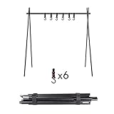 Campfire Cooking Stand BBQ Grill Swing Grill Swing Grill-Lagerfeuer-Kochständer im Freien Picknick-Kochgeschirr-Bonfire-Partei-Ausrüstung einstellbarer Height mit Haken schwarz ( Farbe : Black , Size