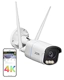 ZOSI AuroraLux 4K WLAN Überwachungskamera Aussen, 8MP IP Kamera mit Echtfarben-Nachtsicht, KI Bildverarbeitung, 2,4/5GHz WiFi, Personenerkennung, C186