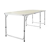 Toboli Campingtisch klappbar 180x60x70cm höhenverstellbar 54/61/70cm Klapptisch Aluminiumrahmen und Tischplatte aus MDF tragbarer Multifunktionstisch Buffettisch Camping Tisch Garten