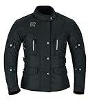 RS Motorradjacke für Damen, Textil, Winter, wasserdicht, mit CE-Protektoren, Schwarz , 50