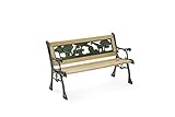 LIFA GARDEN Kinder Holzbank mit Metall, Wetterfeste Parkbank mit Armlehnen für Kinder, Sitzbank für Balkon Garten Terrasse, 2-Sitzer Parkbank 82 x 39 x 50 cm