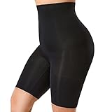 DELIMIRA Damen Miederhose mit Bein Miederpants Hohe Taille Bauch Weg Formender, Schwarz, 46-48