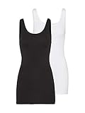 ONLY Damen Onllive Love New Long Tank 2pk Noos Top, Schwarz, S EU