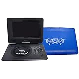 YIUPEDRFG Tragbarer Auto DVD Player mit integrierten Stereo Lautsprechern, unterstützt Spiele und FM Radio, MMC Karte, tragbarer ABS Blu Ray Player, Dunkelblau