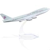 QIYUMOKE Boeing 747 Qatar Airways 1/400 Flugzeugmodell aus Druckgussmetall mit Ständer, Airline-Modell, Legierung, Display, Sammlerstück, Modellbausatz für Luftfahrt-Enthusiasten, Geschenk